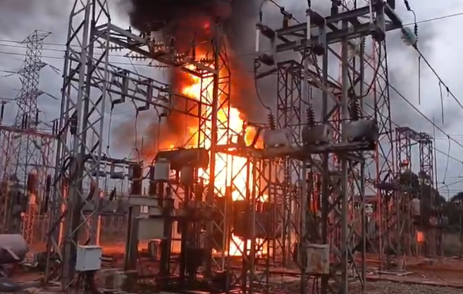 A photo of the fire at the Musaga fire station.